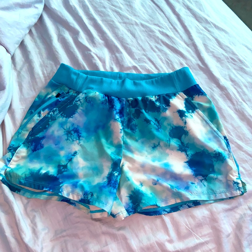 Tye-dye, blue shorts